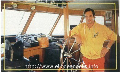 Elio de Angelis aboard his family boat in Monaco, 1983