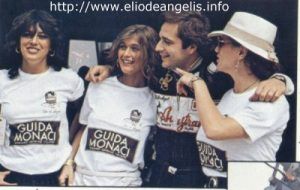 Elio de Angelis with Guida Monaci girls at San Marino GP 1983