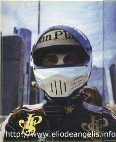 Elio de Angelis Simpson helmet 1984 F1 Detroit GP USA