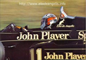 Elio de Angelis in the JPS Lotus 94T at The European GP, Brands Hatch 1983