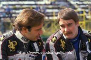 Elio de Angelis with Lotus team-mate Nigel Mansell during the 1984 F1 season